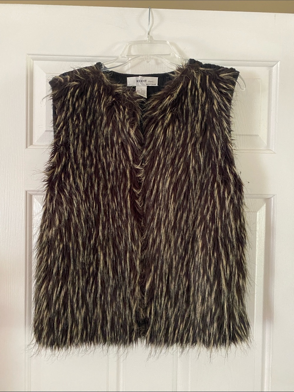 KIKIT Faux Fur and Knit Zip-Up Vest Size L